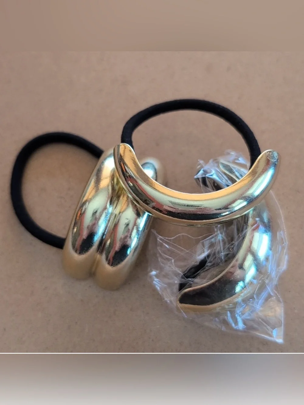 NEW - 3 Gold Ponytail Hair Ties - like Michelle Pfeiffer in The Madison!